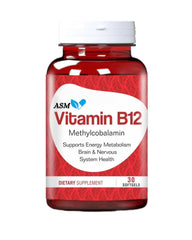 ASM Vitamin B12 – Energy, Nerve & Red Blood Cell Support (30 Softgels)