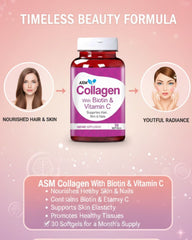 ASM Collagen with Biotin & Vitamin C – Skin, Hair & Joint Support (30 Softgels)