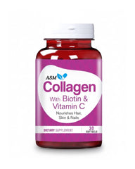 ASM Collagen with Biotin & Vitamin C – Skin, Hair & Joint Support (30 Softgels)